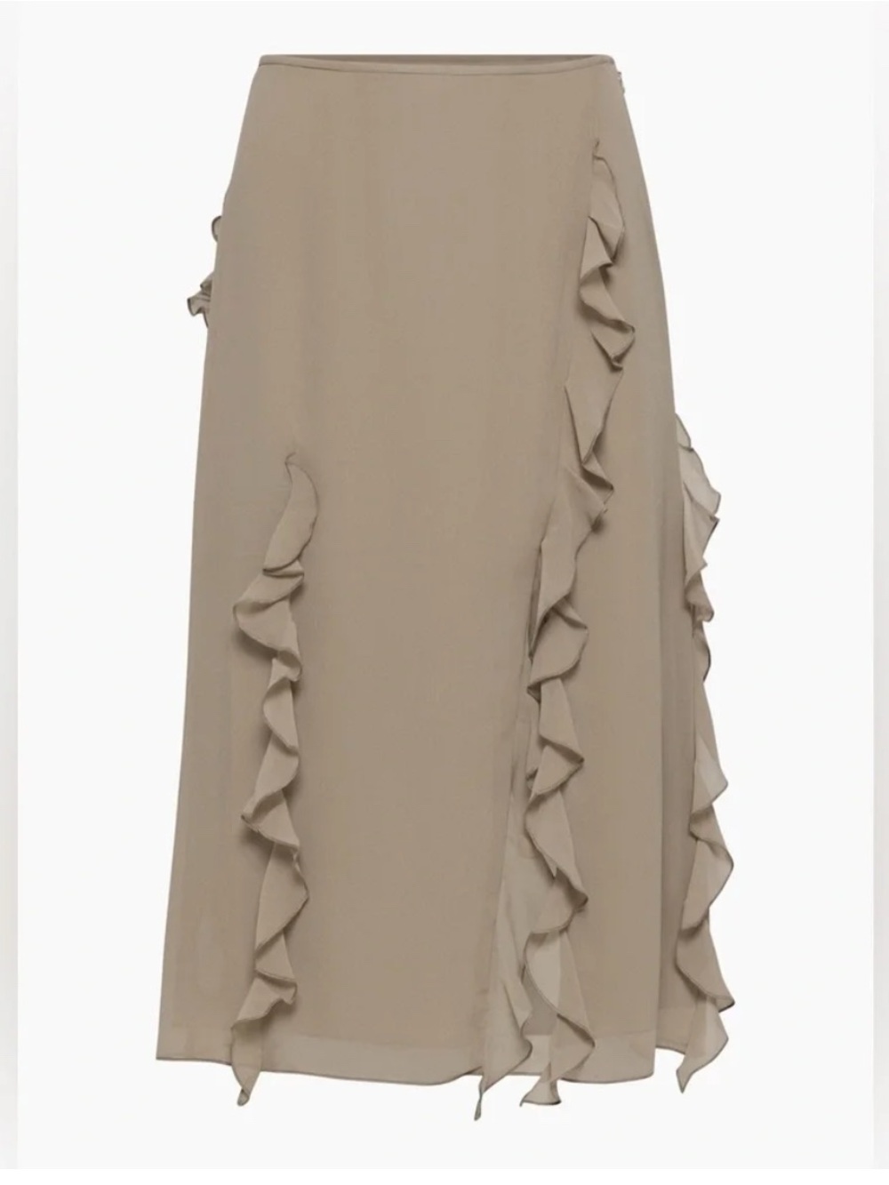 Wilfred Taupe Maxi Skirt with Ruffle Panels